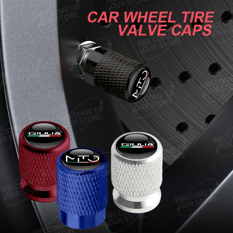 Aluminum For Alfa Romeo Giulia Mito Logo Giulietta Spider 159 166 4pcs Car Decor Wheel Tire Valve Caps Stem Cover Accessories zk8