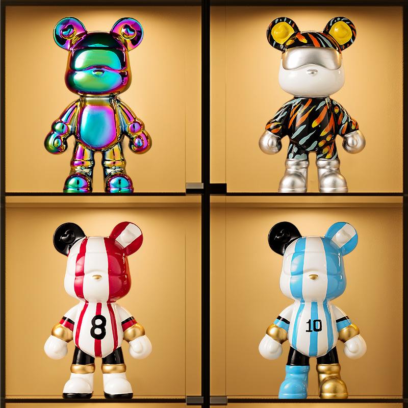 Bear Ceramic Bank Sculpture Animal Money Box Statue for Home Office Decor With Coin Slot Novelty Football Enthusiasts Gift