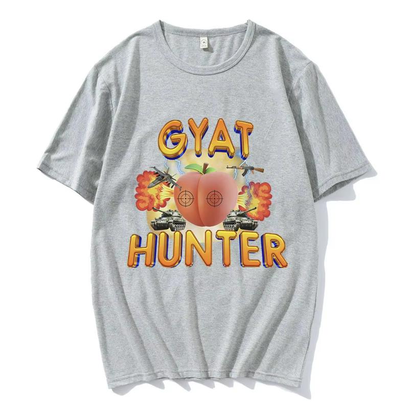 Gyat Hunter Funny Meme T-Shirt Women Fashion Vintage Short Sleeve T-shirts 100% Cotton Casual Loose Oversized T Shirt Streetwear