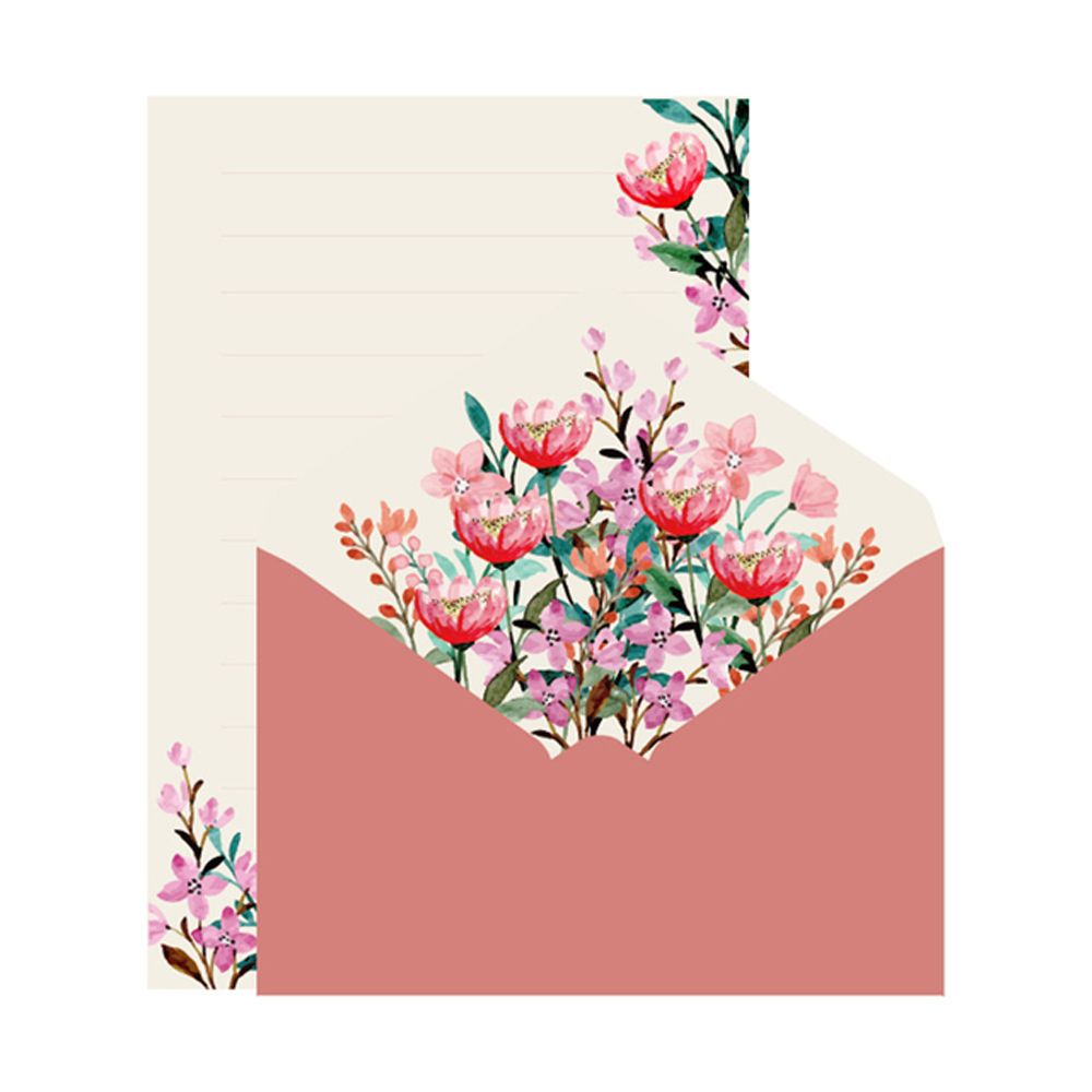 Wedding Birthday Party Letter Pad Flowers Envelope Writing Paper Greeting Card Letter Paper