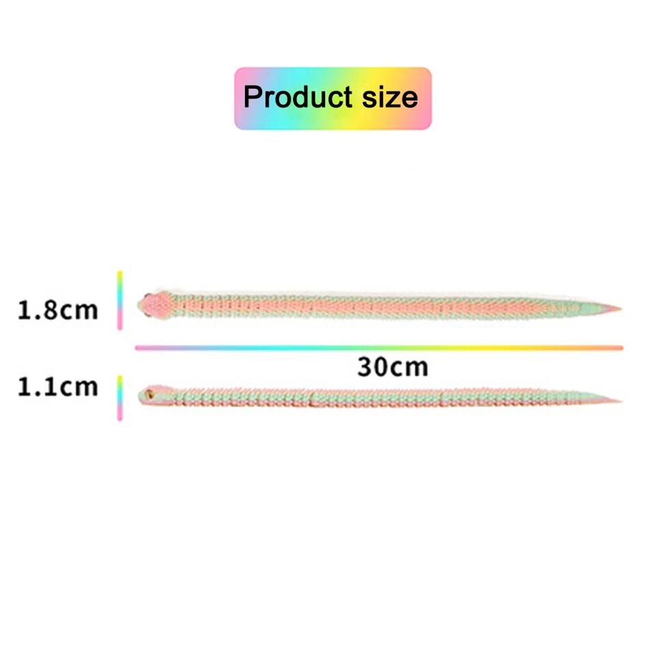30cm 3D Printed Snake  Luminous Movable Joint Simulation Snake Figurine Multicolor 3D Printing Model Snake Ornament Creative Home Office Desktop Decor