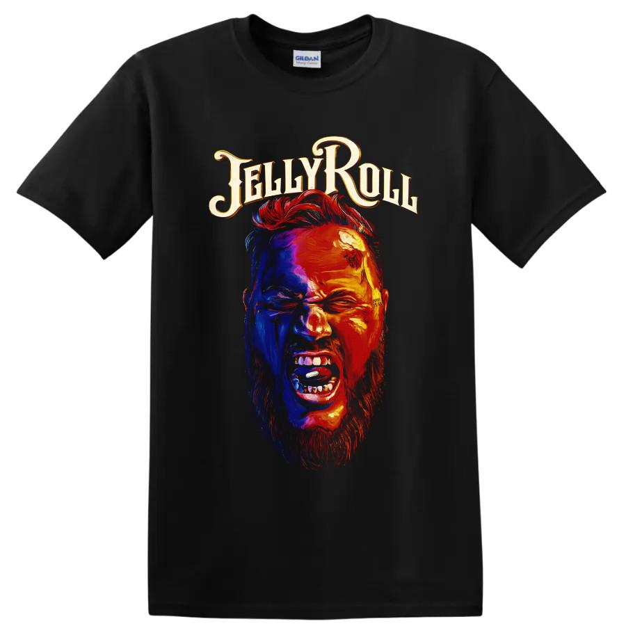 Jelly Roll T Shirt Colorful Tattooed Portrait Country Music Fan Graphic Tee Art