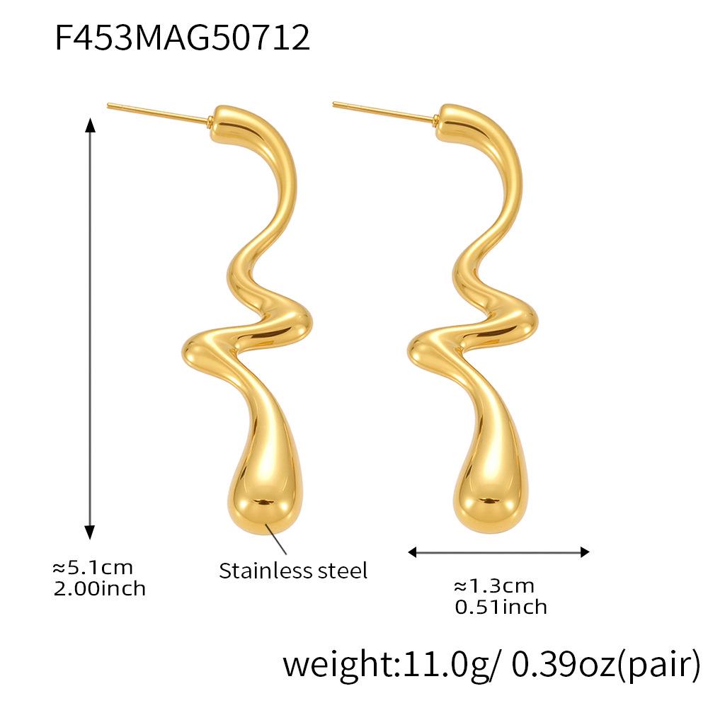 Qiong Yao 18K Gold-Plated Irregular Water Drop Earrings - Non-Fading, European & American Style Fashion Accessories.