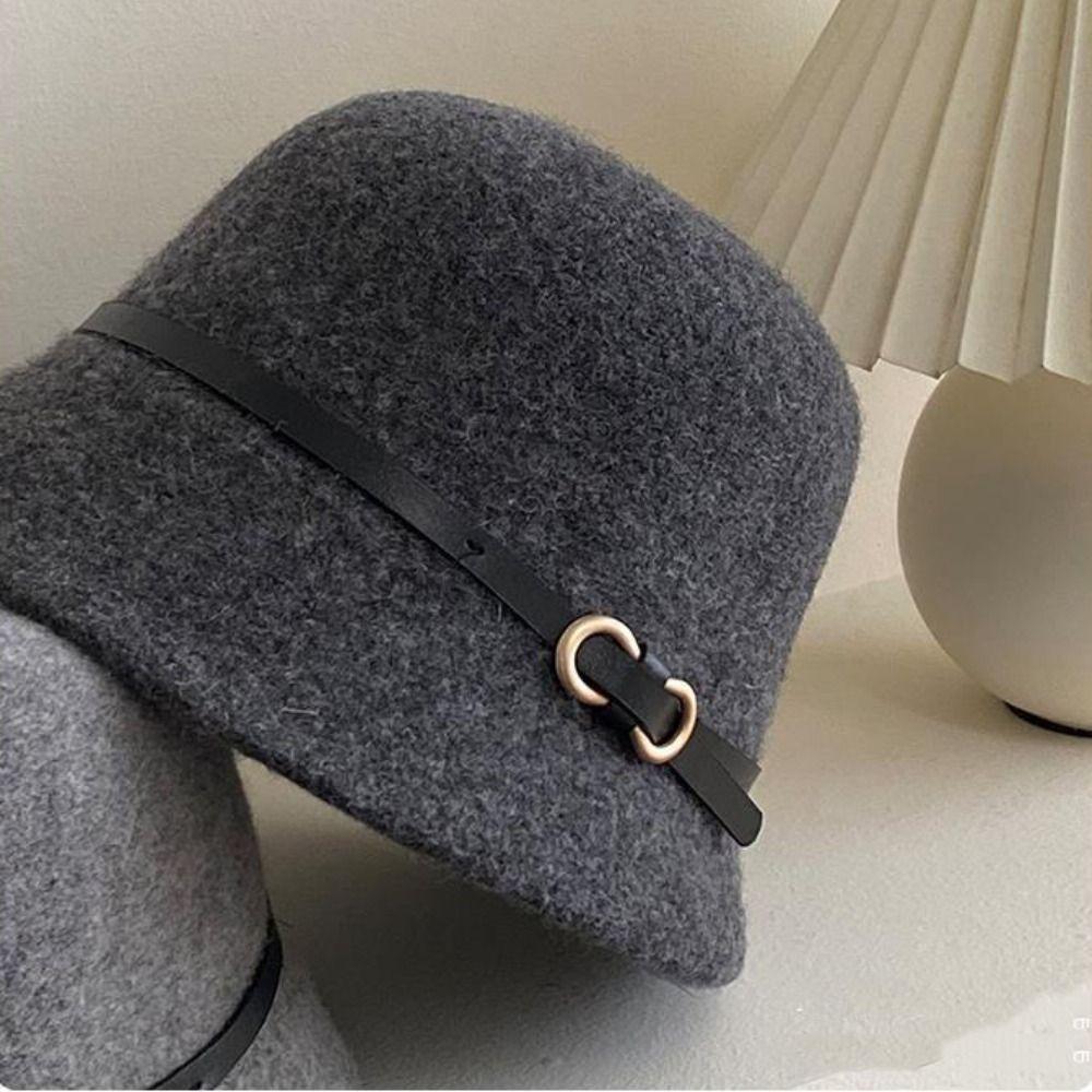 Woolen Wool Fisherman Hat Pure Color Basin Hat Casual Women's Formal hat  Autumn