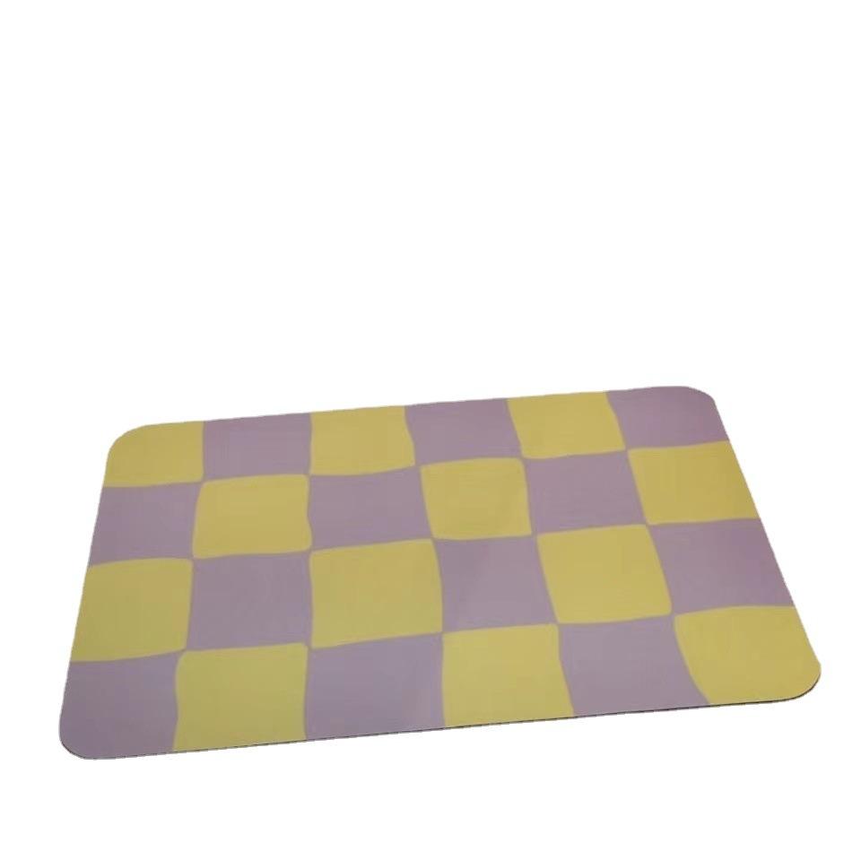 Creative Checkerboard Quick-drying Door Mat Modern Simple Diatom Mud Absorbent Mat Bathroom Toilet Non-slip Rug