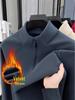 Men's Plush Lined Half-Zip Stand Collar Sweatshirt - Warm Outdoor Base Layer for Autumn & Winter