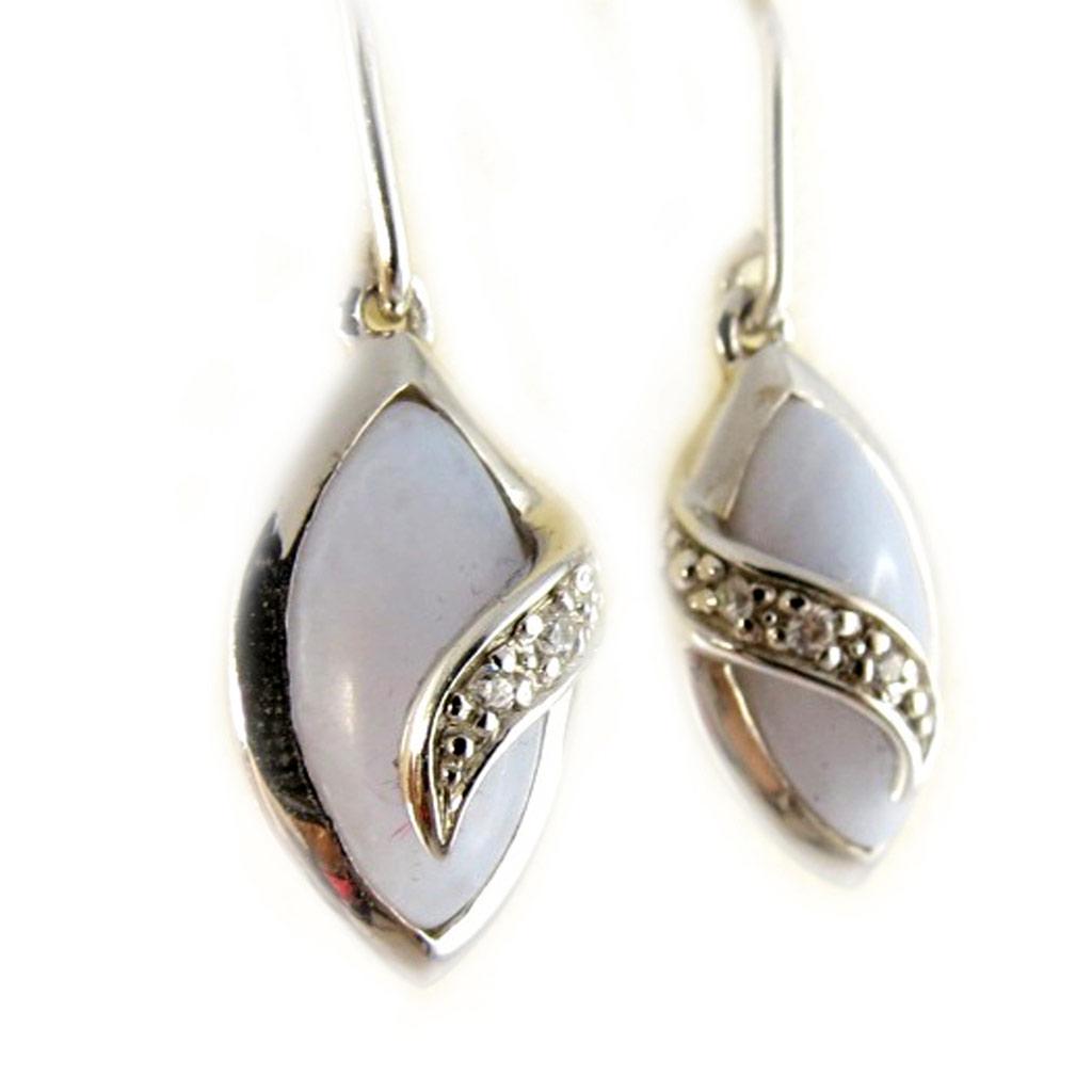 Altesse [F7164] - Dormeuses argent 'Scarlett' bleu opalescent