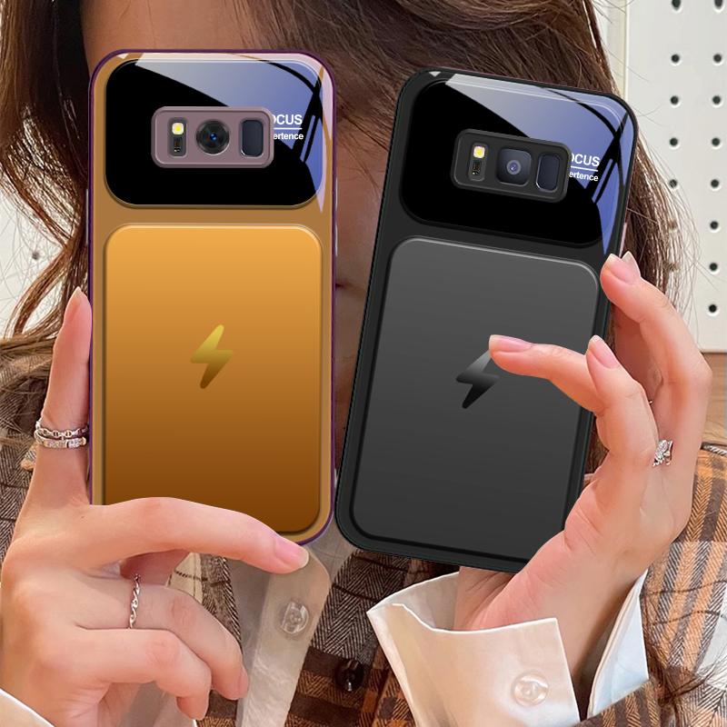 Gray background lightning For Samsung S25 S25 Edge S25Ultra S8 9 S10 20 U ltra S21 Pro 22 Plus S23 FE S24 Ultra Glass Phone Case