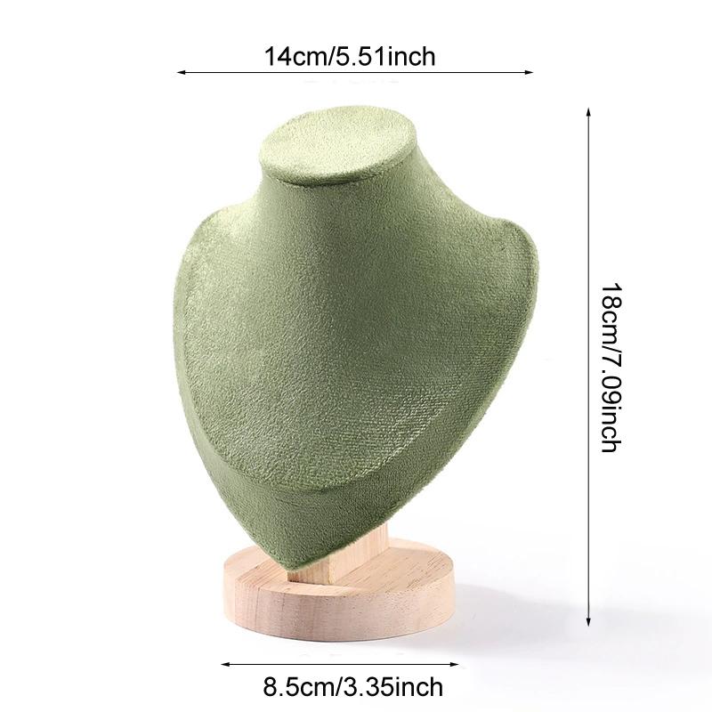 Elegant Velvet Necklace Display Stand With Wood Base Mannequin Bust Pendant Bracelet Jewelry Storage Rack Counter Showcase Props