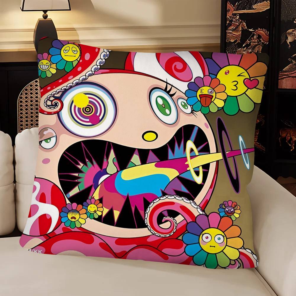 Art TTakashi Murakami Pillow Case Fashion Square Pillowcase Bedroom Sofa Room Ins Decoration Leisure
