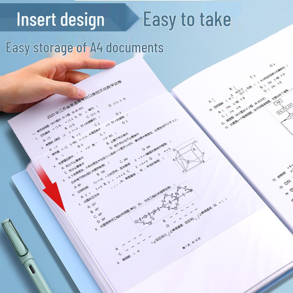 A4 Morandi Data Book: Transparent Inner Page Multi-Layer PP Folder for Office File Storage.