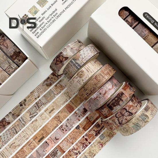 8 Rolls Retro Washi Tape Set Vintage Decorative Masking Tape for Scrapbooking Journaling Supplies DIY Crafts Gift Wrapping