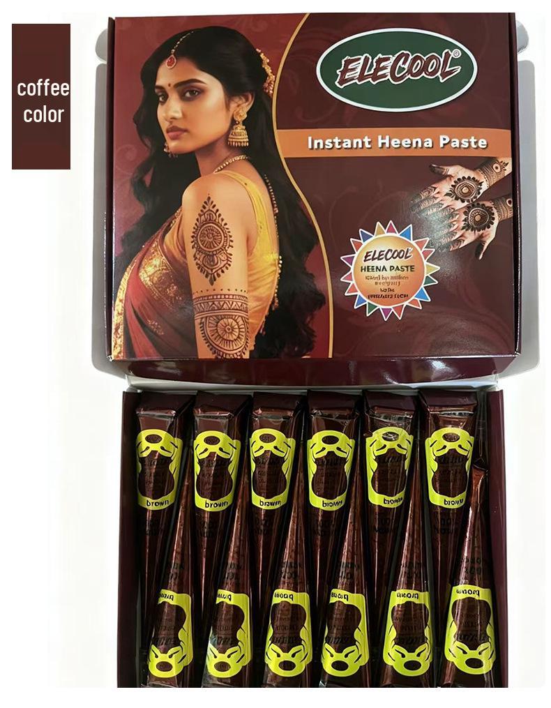 Plant-Based Henna Tattoo Paste: Hand-Painted Semi-Concealing Cream with Various Shades Available