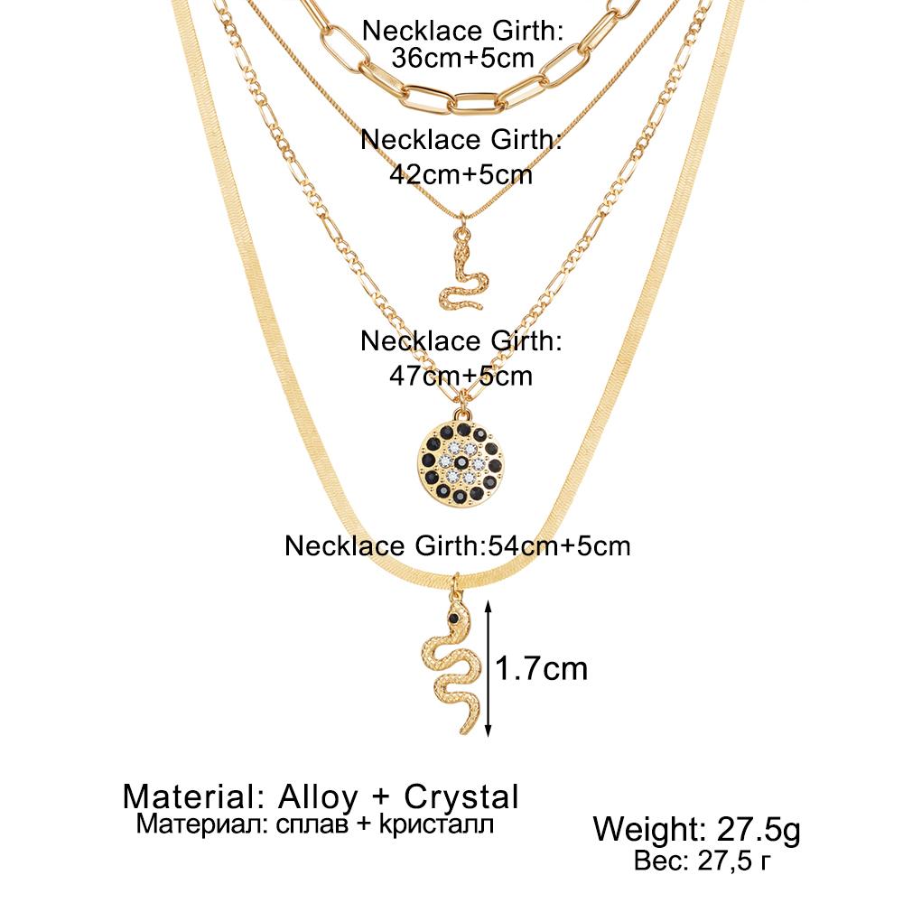 Four Piece Snake Necklace Women's Fashion Hollow Out Necklace Personality Bohemian Sweater Chain Elegant Snake Pendant