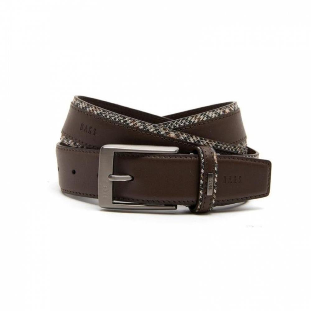 Daks Dark Brown Check Strap   Hook Leather Belt Dbbe6e722w3