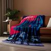 Bold, neon-toned portrait with action scene and graphic text overlay. for all seasons blanket lunch break throw gift
