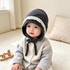 Tie Closure Kids Knit Hat Lace Trim Baby Beanie Cap New Lace Trim Hat  Girls