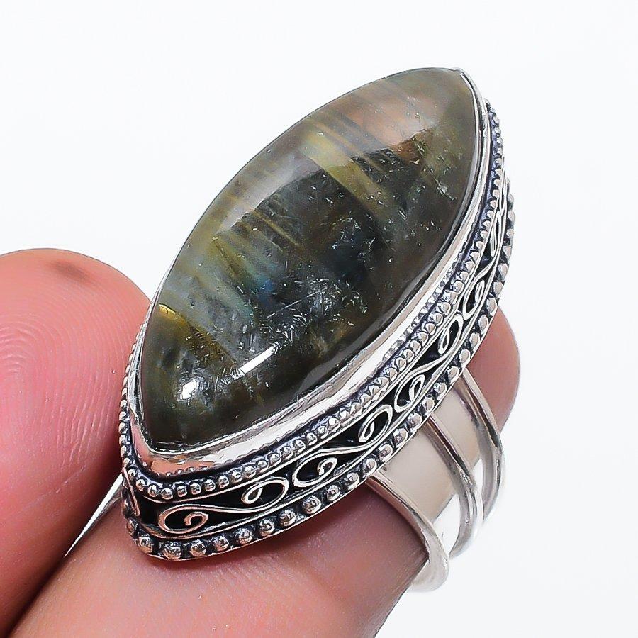 Labradorite Gemstone 925 Sterling Silver Jewelry Ring Size 7