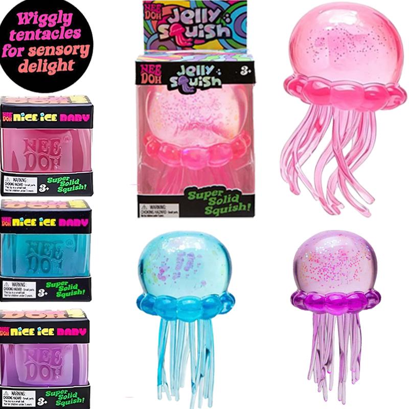 Bai Fen Bai Toys Pink Needoh Jellyfish Nice Cube Squishy Squeeze Toy Non Toxic Pull Super Solid Squish Adhd Fidget Toy For Adults Kids Gift