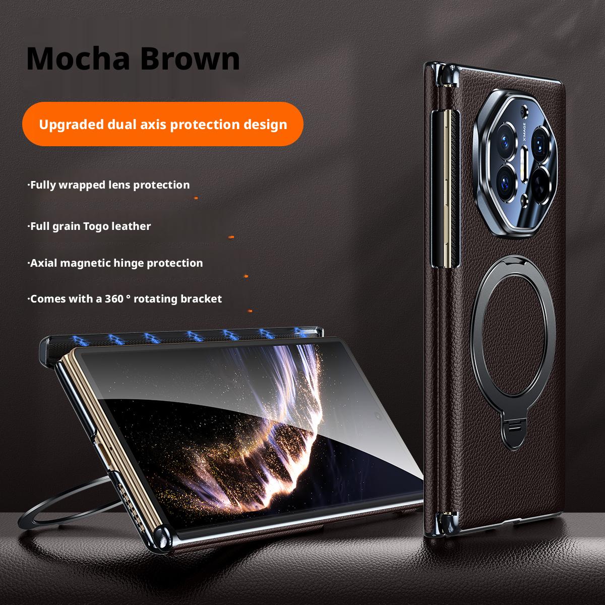 

Чехол для Huawei Mate XT XTs с магнитной петлей двойной оси, полностью обернутый, из натуральной кожи, с крышкой-подставкой, вращающейся на 360° Genuine Leather&Huawei Mate XT Ultimate