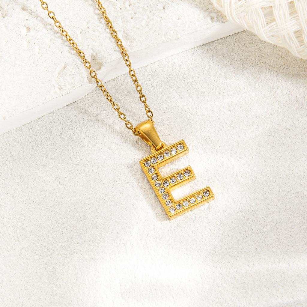 1pc Fashion Shining A-Z Letter Pendant Charm Necklace 26 Initial Alphabet Name Clavicle Chain Party Valentine's Day Jewelry Gift