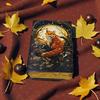 Fox Leather Grimoire | Handmade Spell Book of Shadows, Thick Vintage Deckle Paper Journal, Unique Fox Gift for Him and Her