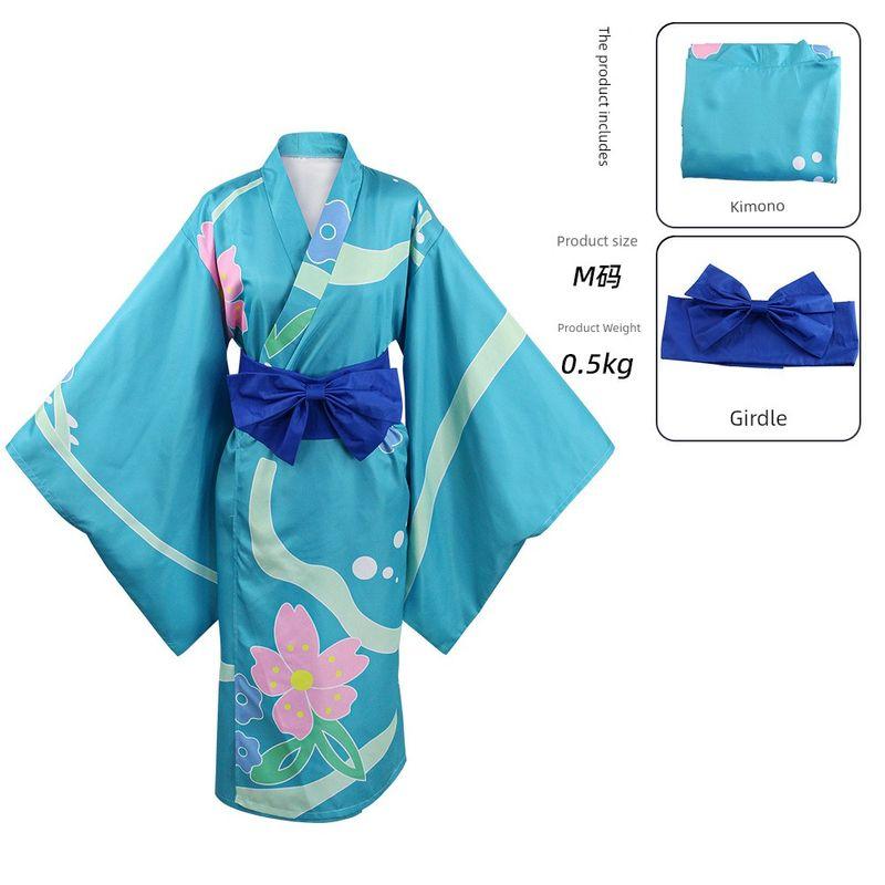 Demon Slayer Cosplay Costume: Kamado Tanjirou/Agatsuma Zenitsu/Inosuke Hashibira Cosplay Kimono Zuihei Inosuke Pattern Kimono (Kimono + Girdle) XS