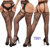 Women's Sexy Crotchless Fishnet Suspender Stockings with Eye Jacquard Design - Style 7501