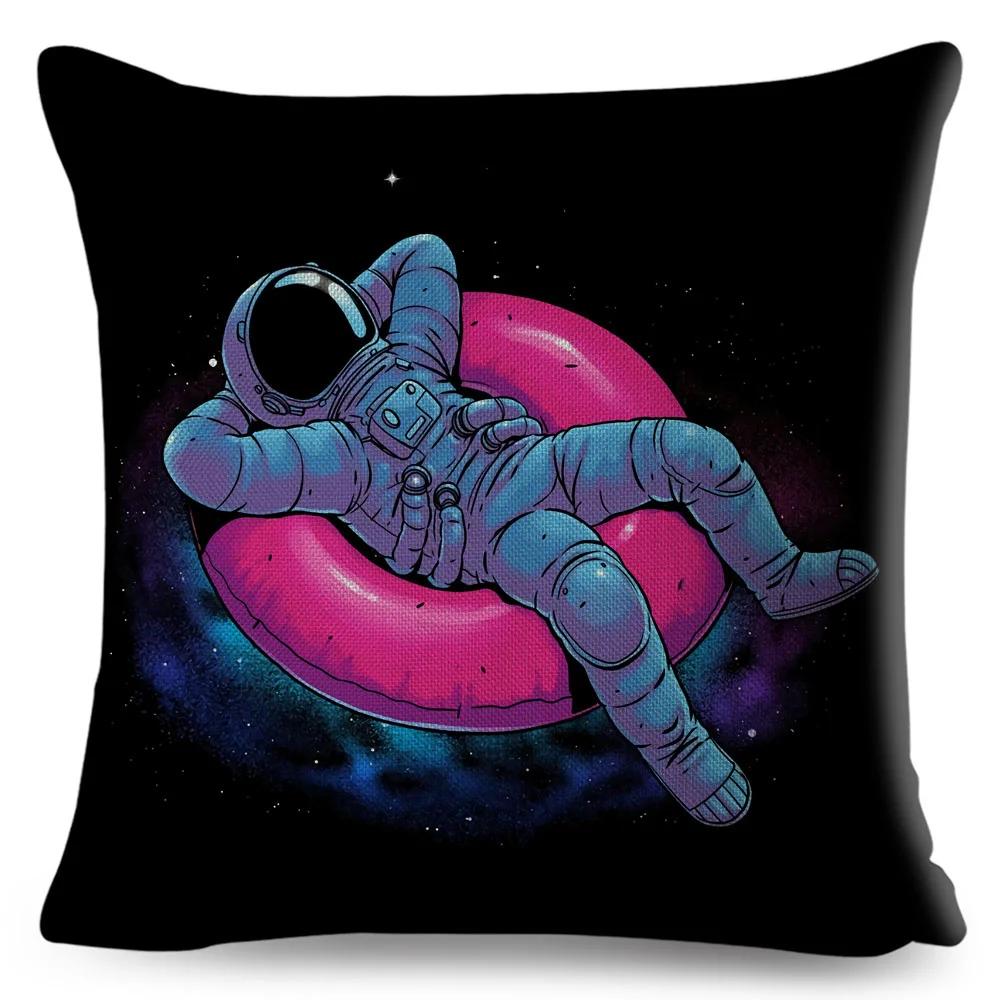 Cartoon Astronaut Sports Cushion Sofa Home Decoration Kids Room Planet Music Pillowcase