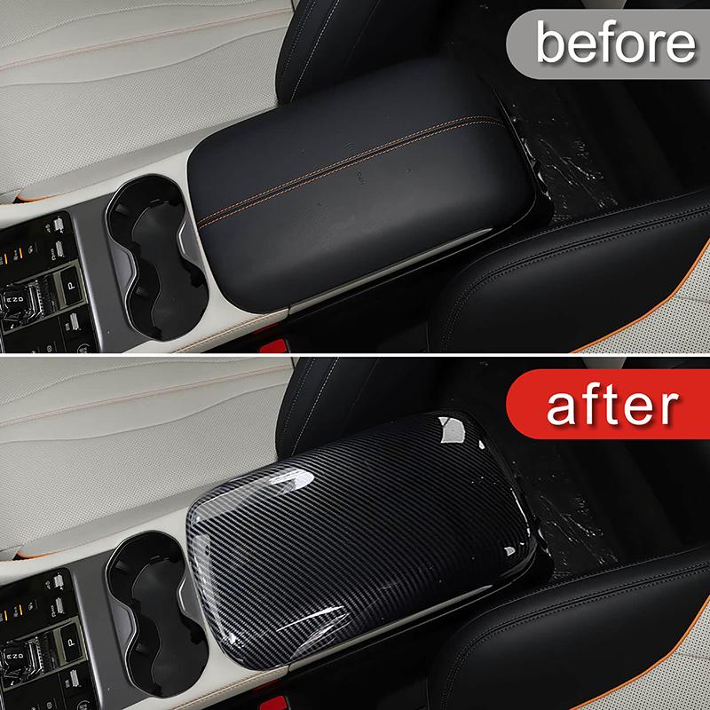 Car Styling Center Console Armrest Box Panel Decoration Cover Trim For BYD Song PLUS Carbon Fiber Color Interior Accessorie