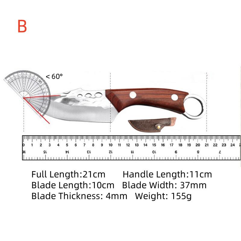 

Нож для обвалки из нержавеющей стали, кованый кухонный нож для мяса, резак для фруктов, барбекю, рыболовный нож B with cover