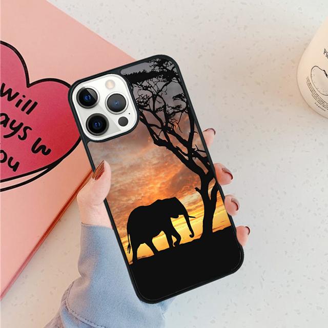 

Чехол для телефона Силуэт Африканского Слона Для iPhone 17 Air 15 16 16e 11 12 13 14 Pro Max Чехол Для iPhone 17 Air Max Plus Fundas iPhone 13