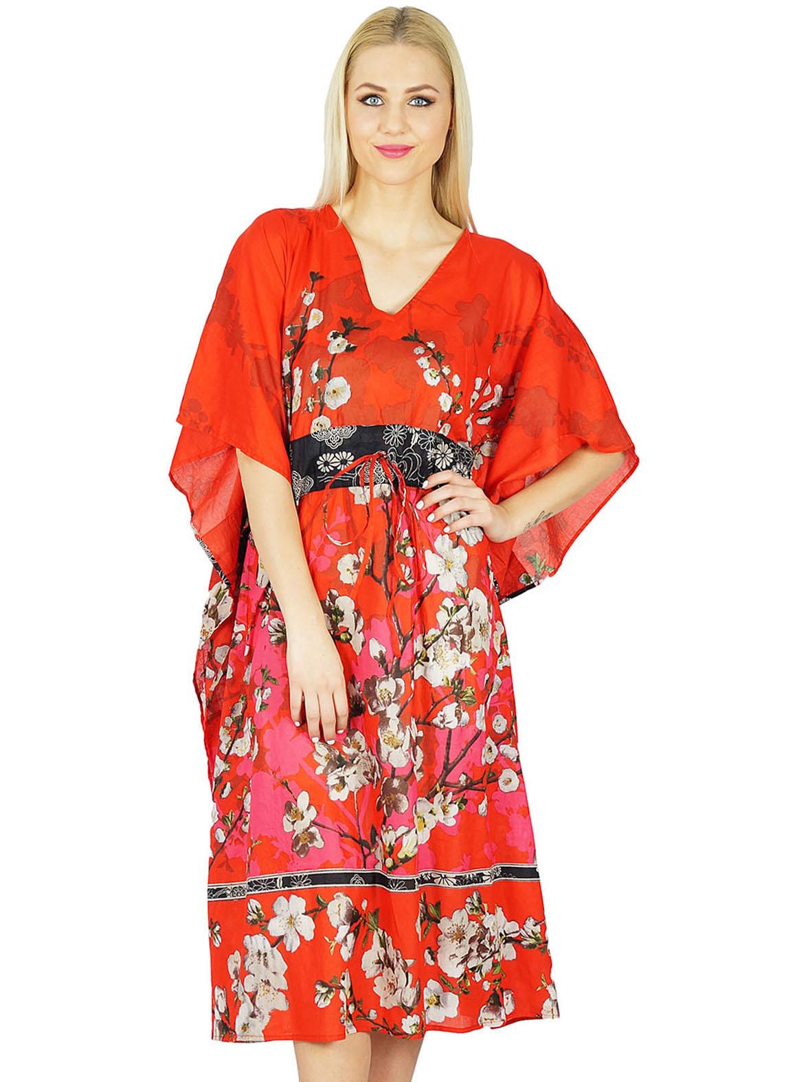 

Жіночий бавовняний кафтан Bimba літній одяг для пляжу, зелений кафтан 8 помаранчевий