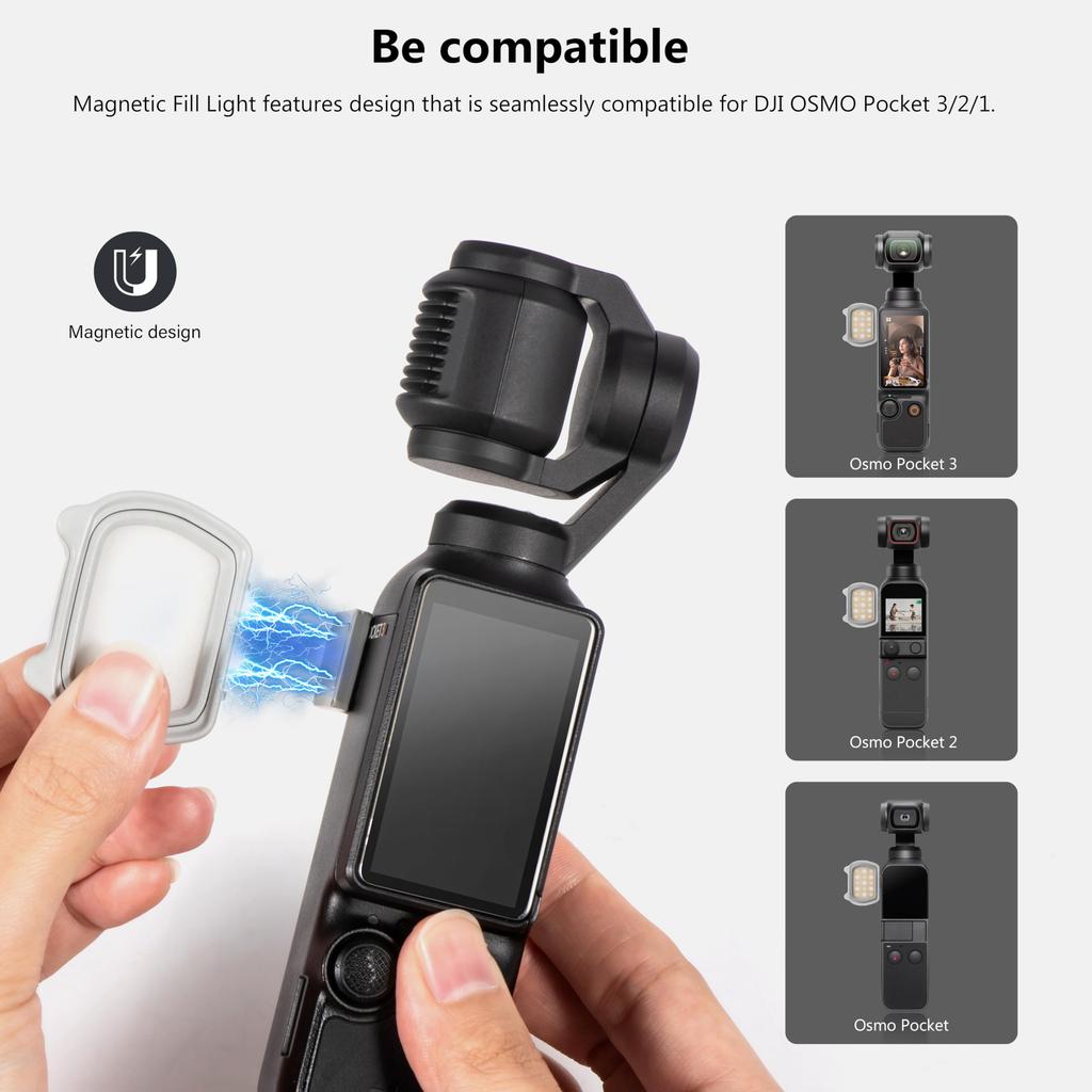 STARTRC Osmo Fill Light for Pocket 3 Creator Magnetic Fill Light Compatible with Pocket 1 Action Camera Accessories Combo, 3/Pocket 2/Pocket