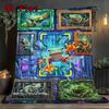 Froggy Frames Cyberspace 2D Flat Pattern Flannel Blanket, High Quality All Seasons, Home Decor, Warmth and Comfort, Perfect for Christmas Gifts.