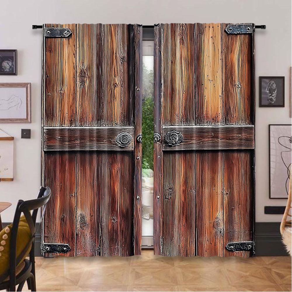 Bauernhaus Rustikale Scheunentüren Vorhänge Vintage Hütte Landhaus Geeignet Schlafzimmer Wohnzimmer Esszimmer Badezimmer Set von 2 Hergestellt Polyester Dekor