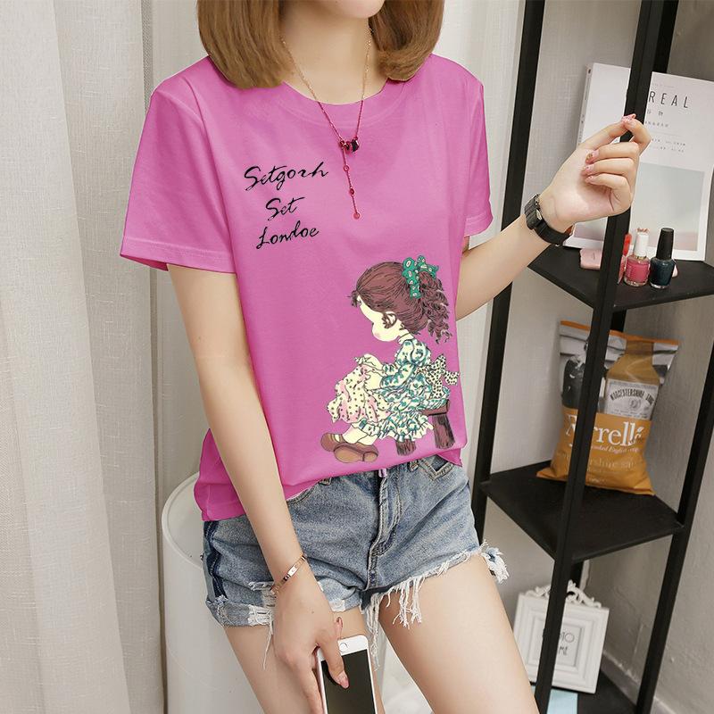 Women's short-sleeved t-shirt women's summer new Korean version cartoon student crew-neck bottoming shirt