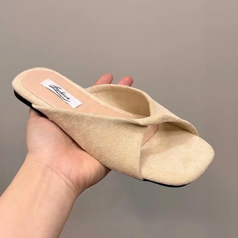 Fashion 2025 New Summer Women's Beach Vacation Slippers Fashion Flower Flats Slides Party Dress Candy Color Female Shoes