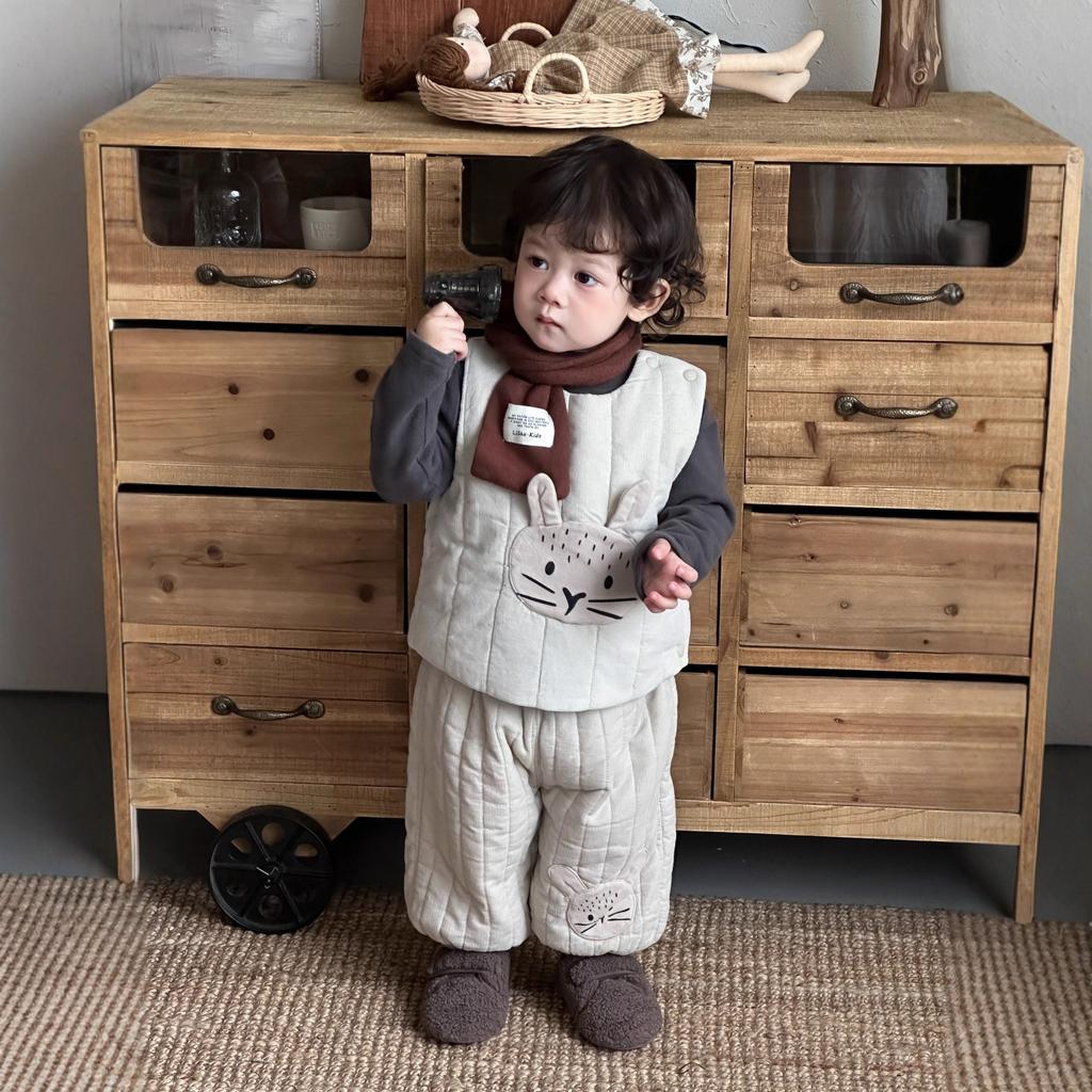Baby cotton vest set thickened autumn and winter children's clothing boys fleece bottoming shirt