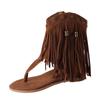 Thick-soled wedged toe Roman rivet fringed cool boots women's summer 2024 new fashion bohemian sandals