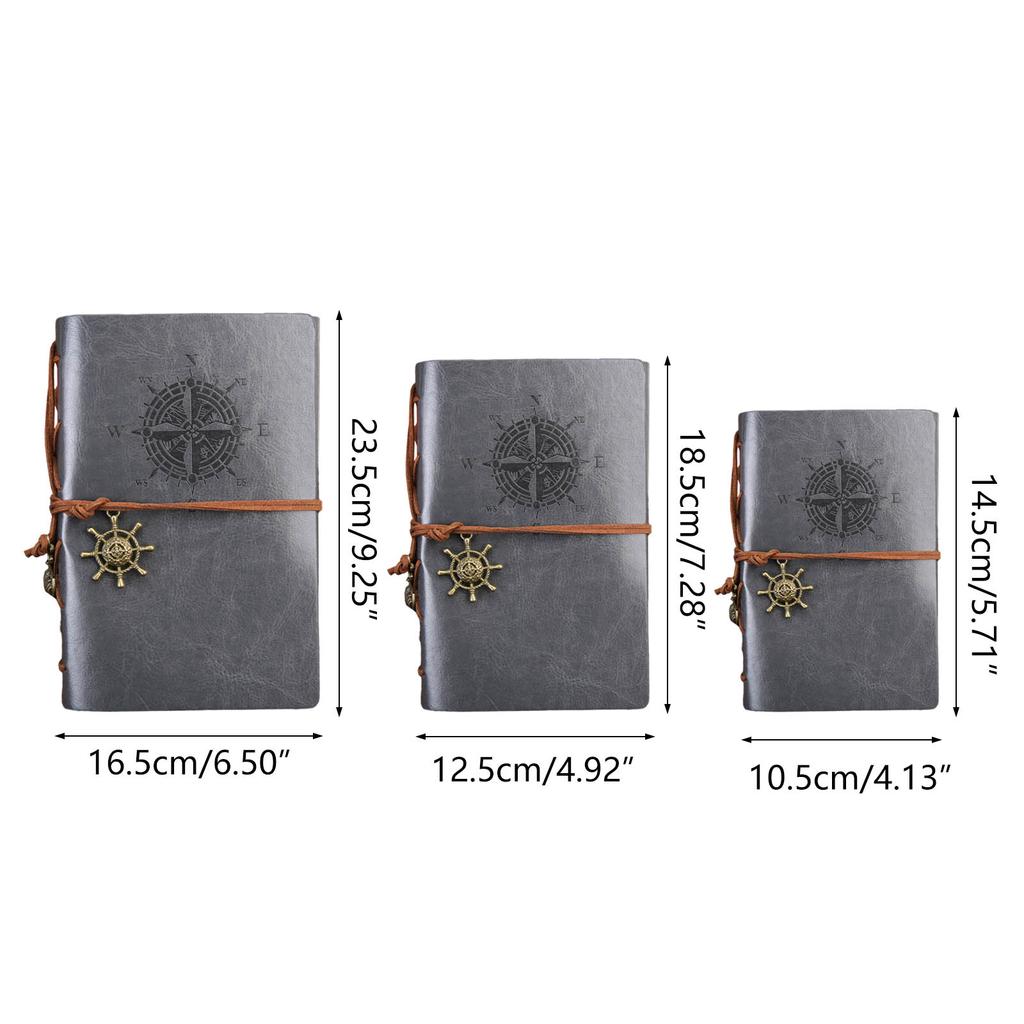 Vintage Notebook PU Leather Journal Travel Journal Diary with 150 Blank Page and Pendant Refillable Loose Leaf Notebook