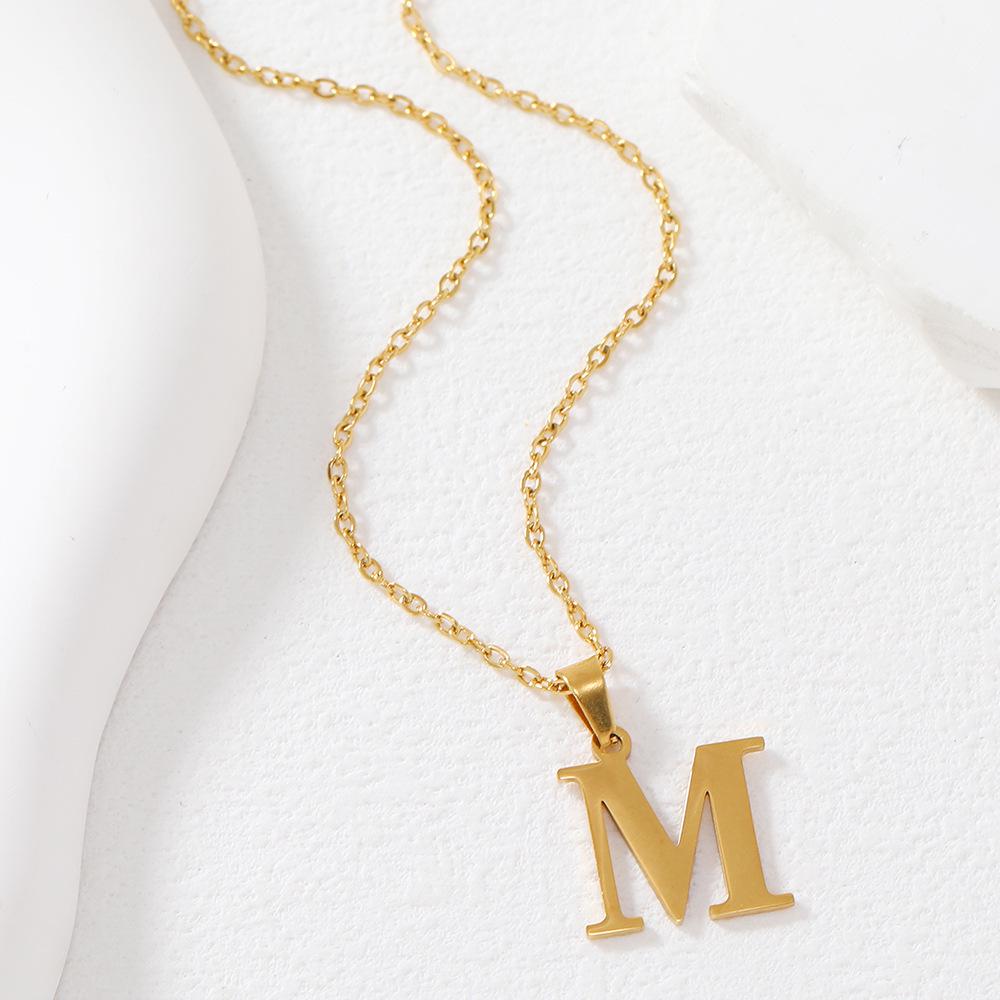 Polished Stainless Steel Alphabet Necklace - Women's Daily Wear Clavicle Chain