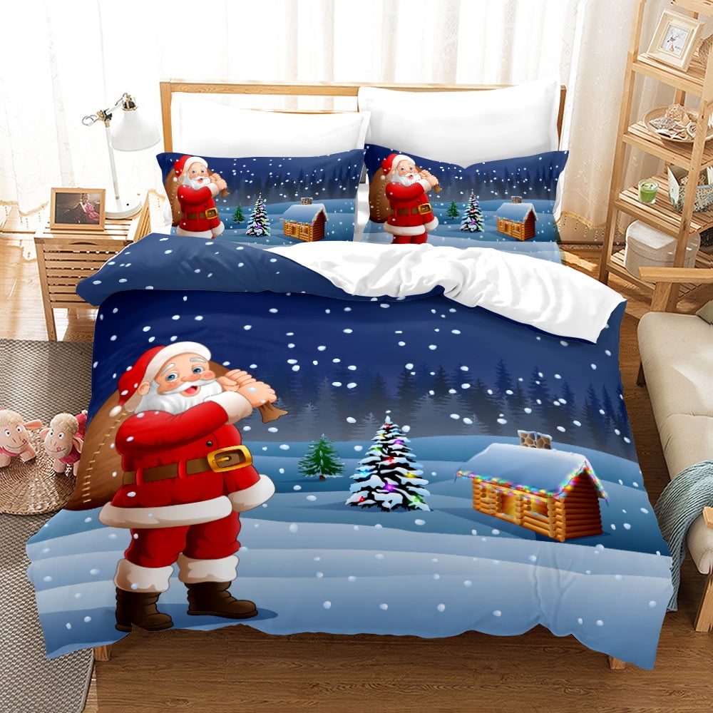 

Christmas Soft Duvet Cover Sets, Santa Rides A Blue Bike, Pale Sepia Ruby Quen Sized Dimensions Suitable Children Kids plus Adult Peoples Soft plus 120*200cm Single