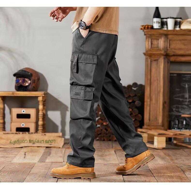 Spring Men's Workwear Pants Large Size Casual Wear Resistant Toiling Summer Wearable Trousers for Construction Site Loose Fit Straight Leg Work Pants