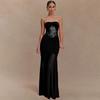 Europe and America Cross Border 2025 Summer New Arrival Sleeveless Tube Top Long Dress Sexy Sexy Ruched Cut Out Silm Dress