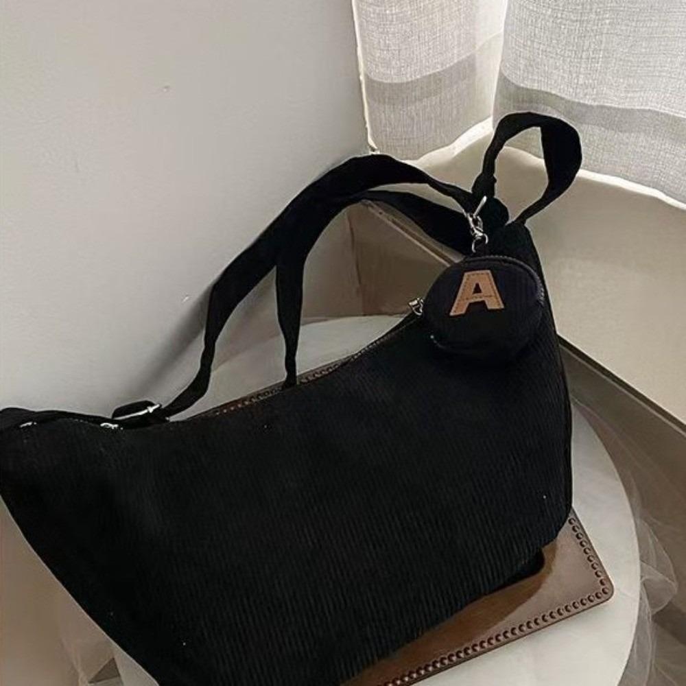 Versatile Corduroy Shoulder Bag Large Capacity Leisure Armpit Bag Women Crossbody Bag Streetwear