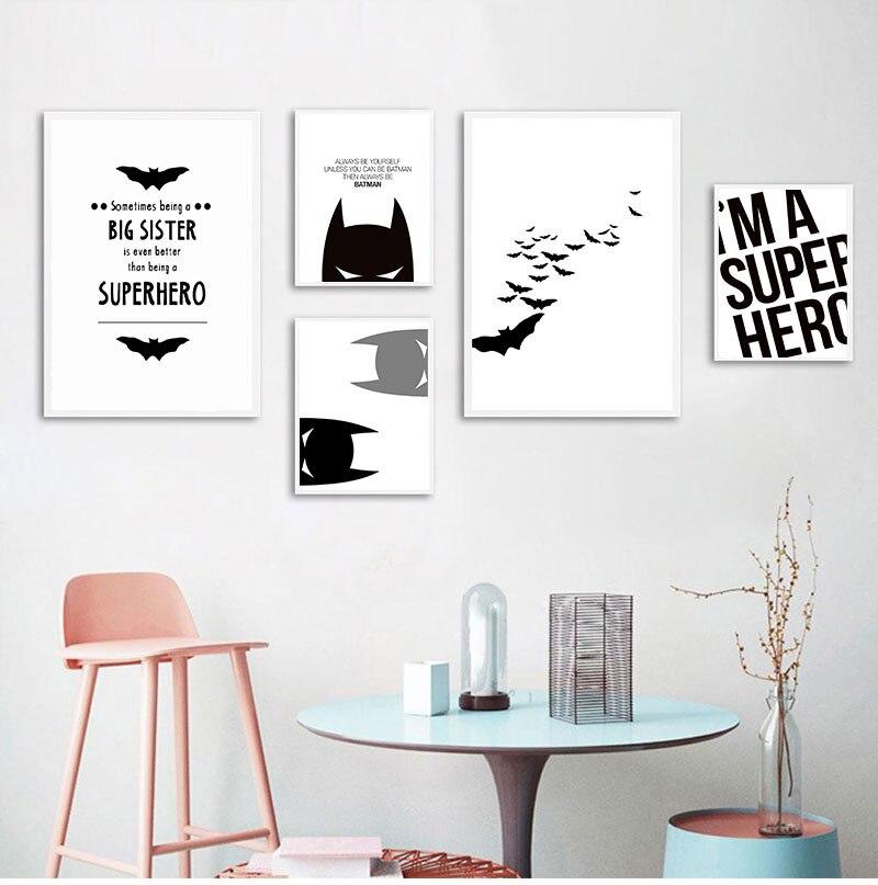 COLORFULBOY Super Hero Modern Black White Wall Art Canvas Painting Posters And Prints Wall Pictures For Living Room No Frame