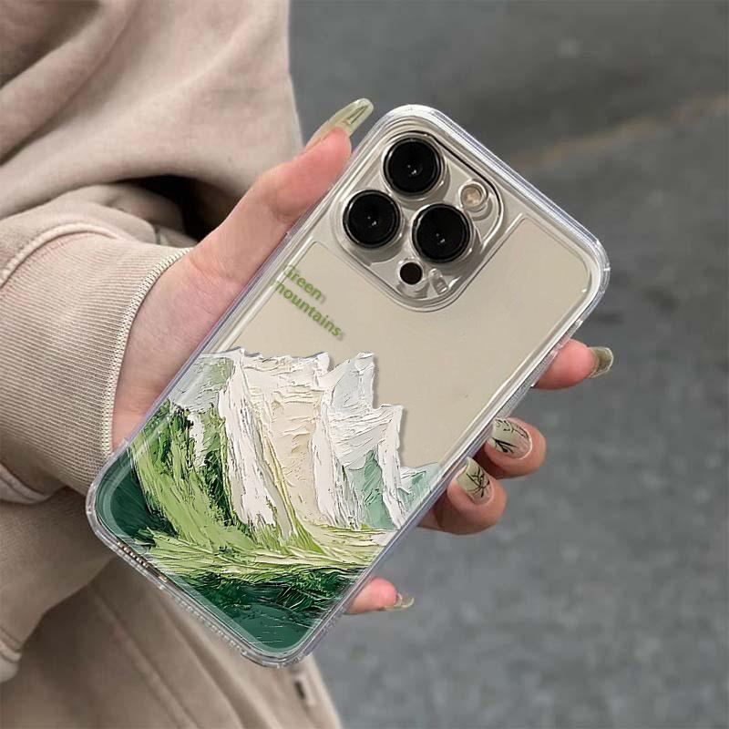 Ins Style Snow Mountain iPhone Case - 17Pro Max & iPhone16 Compatible, Full Coverage, Drop-Proof, Soft Case for Apple 11, 12, 15, Xr