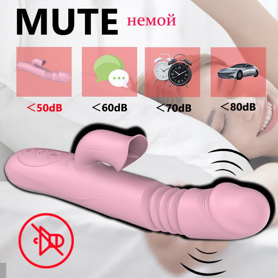 Double Tongue Vibrating Dildo with Warming Telescopic Rotating Vibrators for Woman Anal Vaginal Clitoris Stimulator Sex