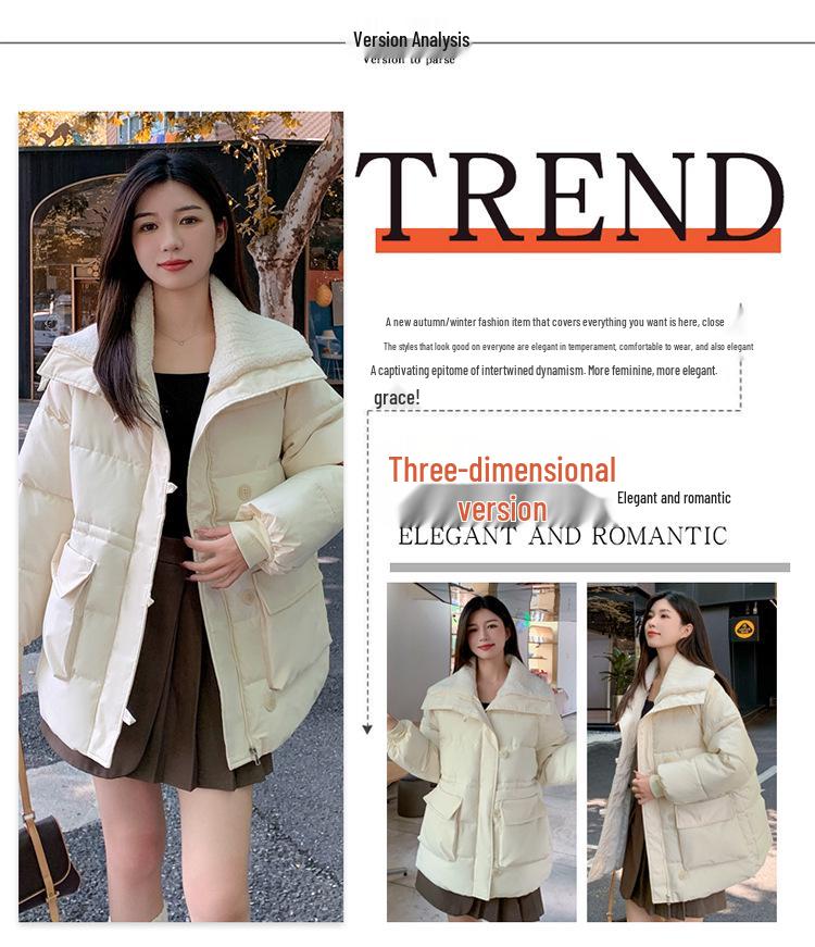 Maillard Women's Winter Wool Coat - Large Lapeled, Stylish, Medium/Long Length, Loose Fit, Thick, Cotton Blend